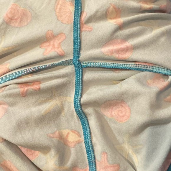 LuLaRoe OS Leggings Turquoise Bold Color Print Blue Ocean Life Pattern Seashells - Picture 11 of 13